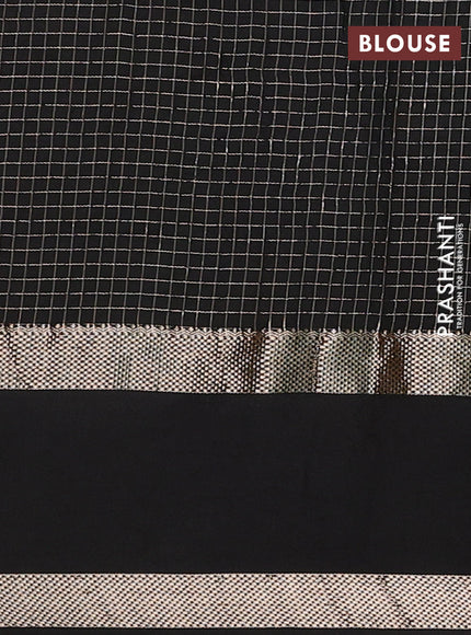 Semi chanderi saree lavender and black with allover zari woven checked pattern and embroidery zari border