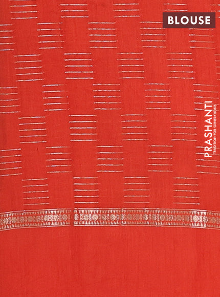 Semi chanderi saree deep maroon and rustic orange with allover zari weaves and embroidery border