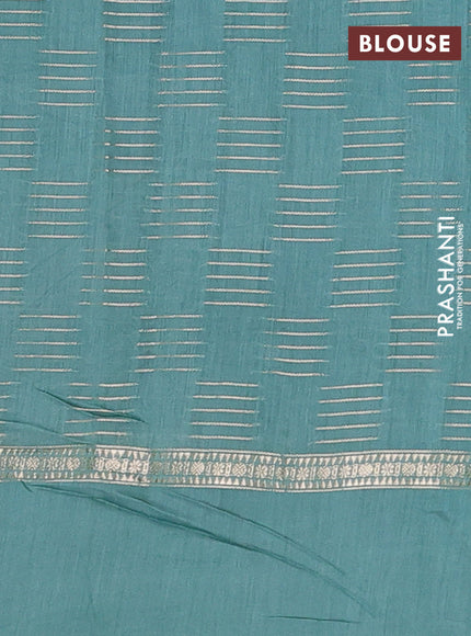 Semi chanderi saree violet and pastel green shade with allover zari weaves and embroidery border
