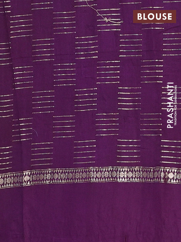 Semi chanderi saree red and violet with allover zari weaves and embroidery border