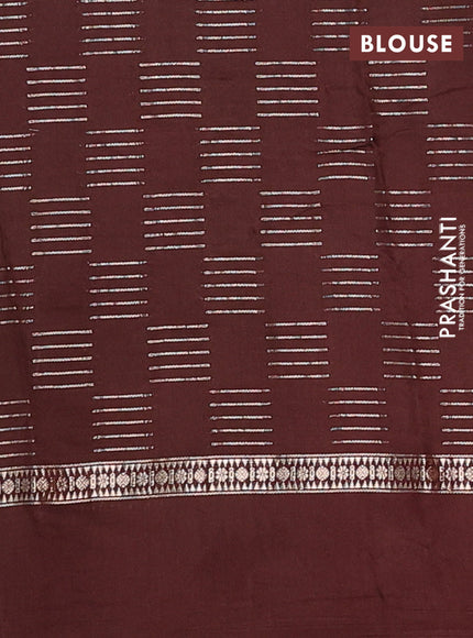 Semi chanderi saree lavender and deep maroon with allover zari weaves and embroidery border