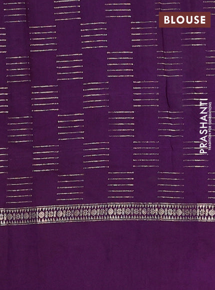 Semi chanderi saree light green and violet with allover zari weaves and embroidery border