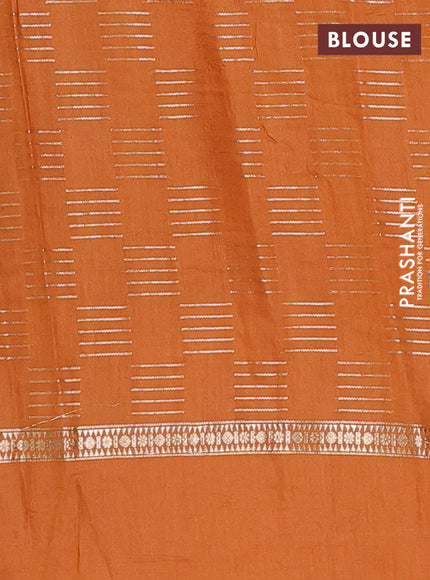 Semi chanderi saree violet and orange with allover zari weaves and embroidery border