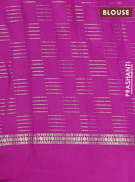 Semi chanderi saree pastel green and purple with allover zari weaves and embroidery border
