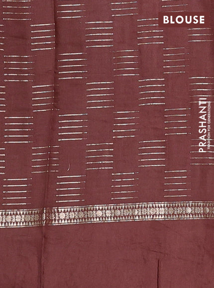 Semi chanderi saree pastel brown and coffee brown with allover zari weaves and embroidery border