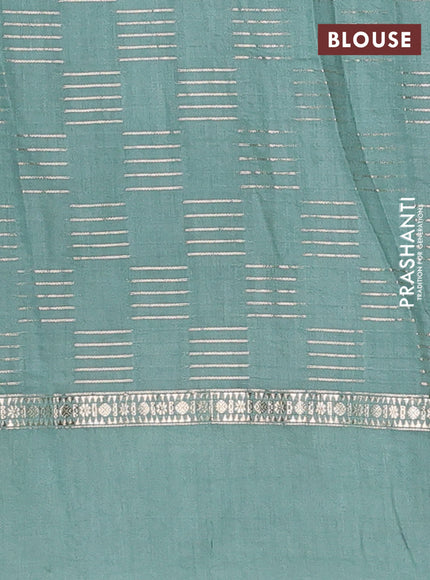 Semi chanderi saree purple and pastel green with allover zari weaves and embroidery border