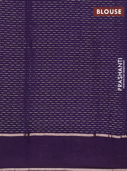 Semi chanderi saree light blue and violet with allover zari weaves and embroidery zari border