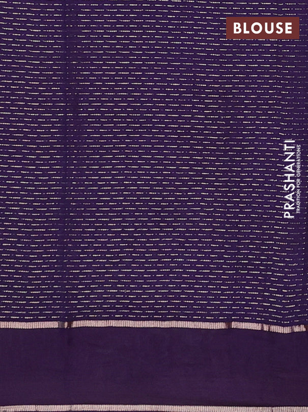 Semi chanderi saree light blue and violet with allover zari weaves and embroidery zari border
