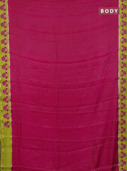 Semi chanderi saree pink and light green with allover zari weaves and embroidery zari border