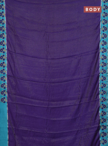 Semi chanderi saree blue and teal blue with allover zari weaves and embroidery zari border