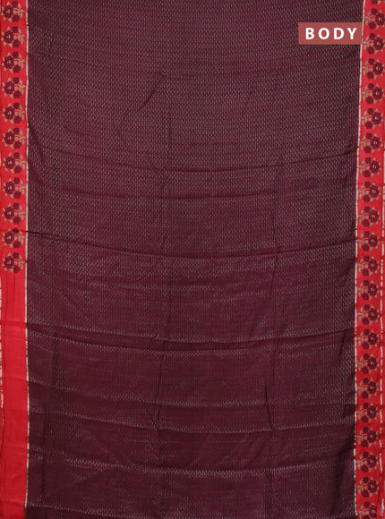 Semi chanderi saree deep maroon and red with allover zari weaves and embroidery zari border