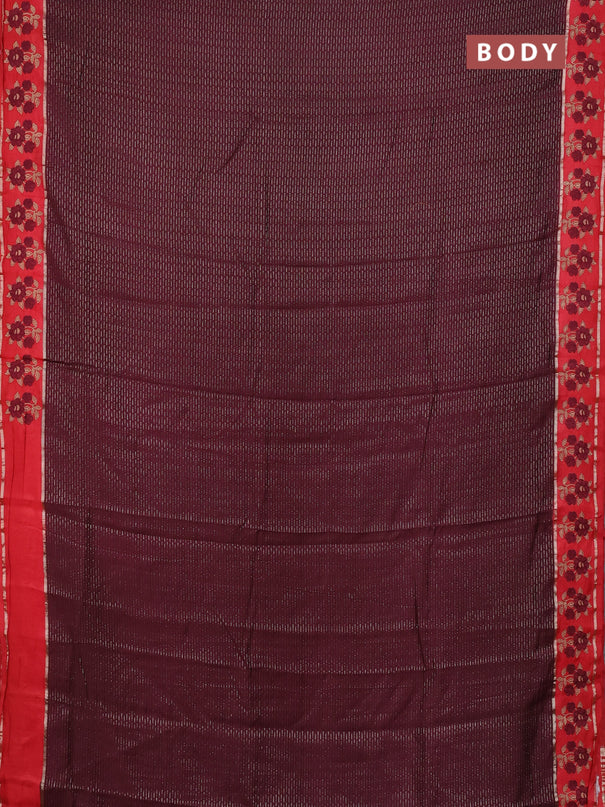 Semi chanderi saree deep maroon and red with allover zari weaves and embroidery zari border