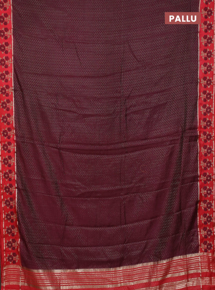 Semi chanderi saree deep maroon and red with allover zari weaves and embroidery zari border