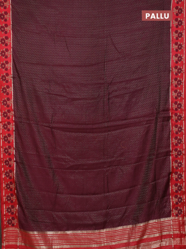 Semi chanderi saree deep maroon and red with allover zari weaves and embroidery zari border