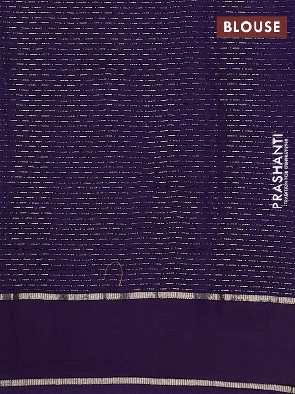 Semi chanderi saree light blue and violet with allover zari weaves and embroidery zari border