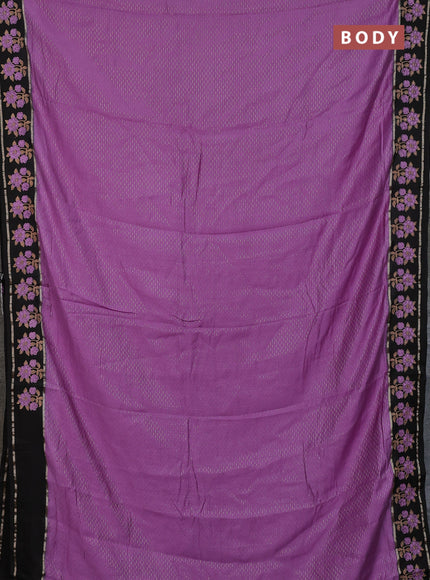 Semi chanderi saree lavender and black with allover zari weaves and embroidery zari border