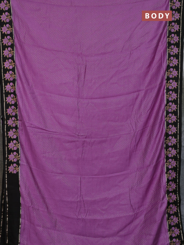 Semi chanderi saree lavender and black with allover zari weaves and embroidery zari border