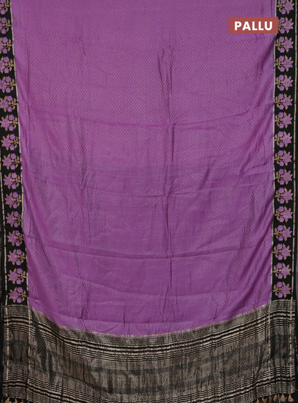 Semi chanderi saree lavender and black with allover zari weaves and embroidery zari border