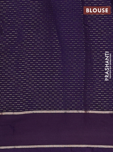 Semi chanderi saree teal blue and violet with allover zari weaves and embroidery zari border