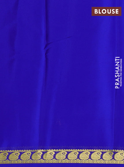 Pure mysore silk saree royal blue with plain body and paisley zari woven border