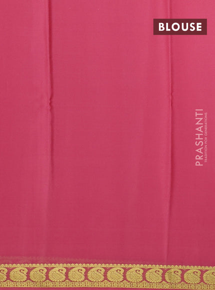 Pure mysore silk saree peach pink with plain body and paisley zari woven border