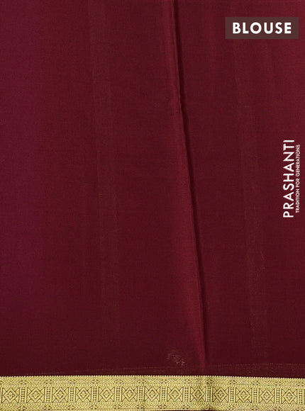 Pure mysore silk saree royal blue and rust shade with plain body and zari woven border