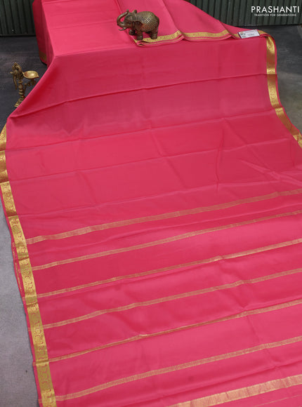 Pure mysore silk saree peach shade with plain body and zari woven border