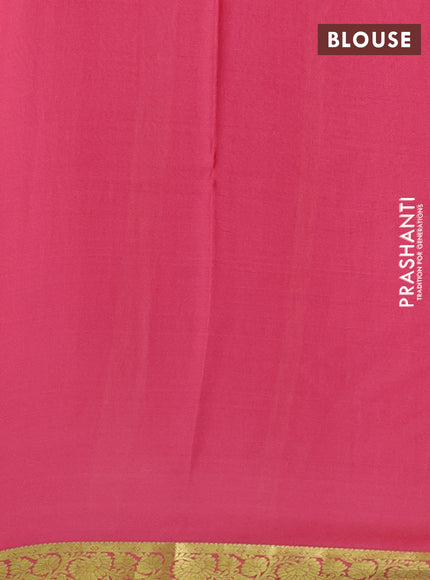 Pure mysore silk saree peach shade with plain body and zari woven border