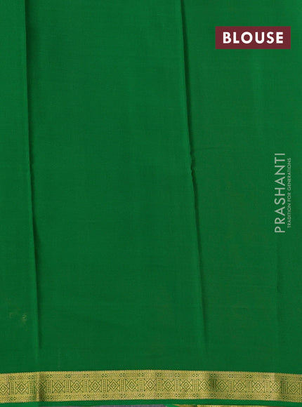 Pure mysore silk saree maroon and green with plain body and zari woven border