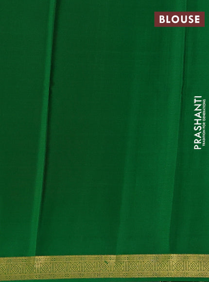 Pure mysore silk saree deep maroon and green with plain body and zari woven border