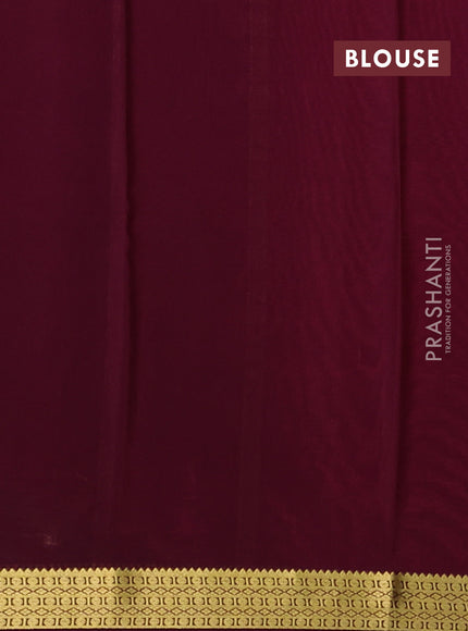 Pure mysore silk saree peach pink and wine shade with plain body and zari woven border
