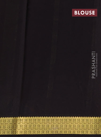 Pure mysore silk saree mustard yellow and coffee brown with plain body and zari woven border