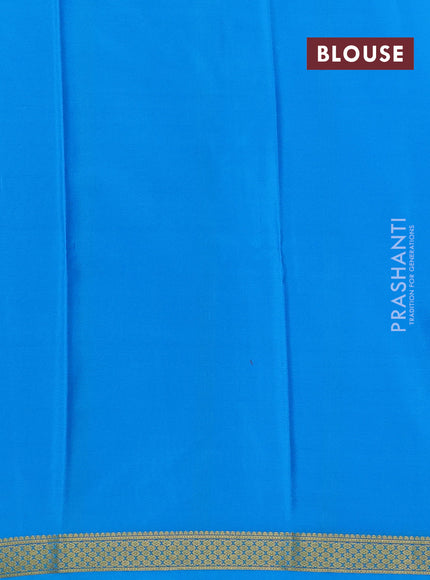 Pure mysore silk saree purple and cs blue with plain body and zari woven border