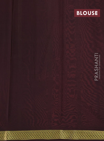 Pure mysore silk saree peach shade and coffee brown with plain body and zari woven border