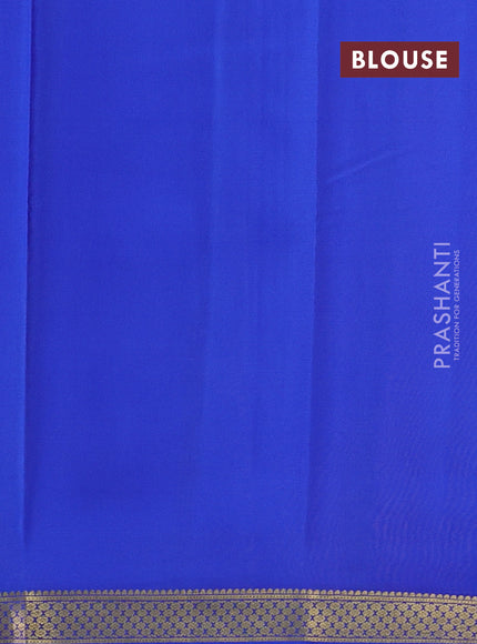 Pure mysore silk saree yellow and blue with plain body and zari woven border