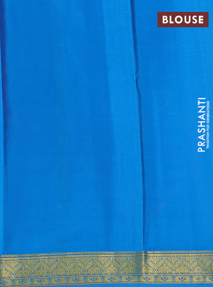 Pure mysore silk saree orange and cs blue with plain body and zari woven border