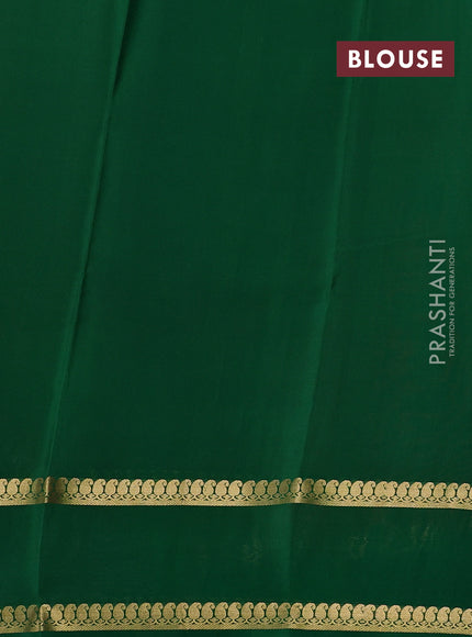 Pure mysore silk saree maroon and green with plain body and rettapet zari woven border