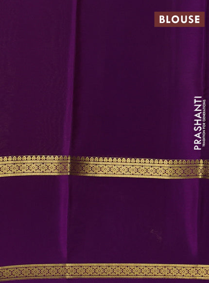 Pure mysore silk saree light green and purple with allover zari woven checked pattern and rettapet zari woven border