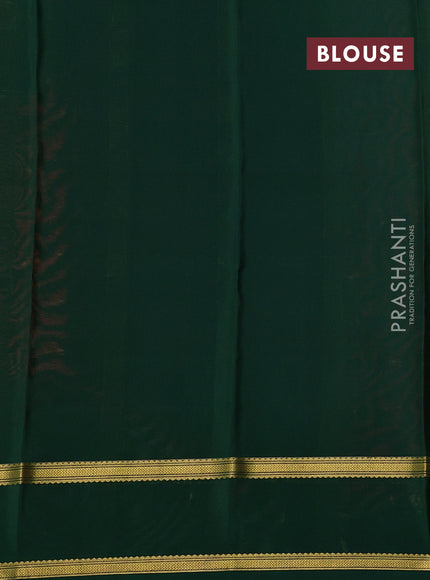 Pure mysore silk saree maroon and green with allover zari woven checked pattern and rettapet zari woven border