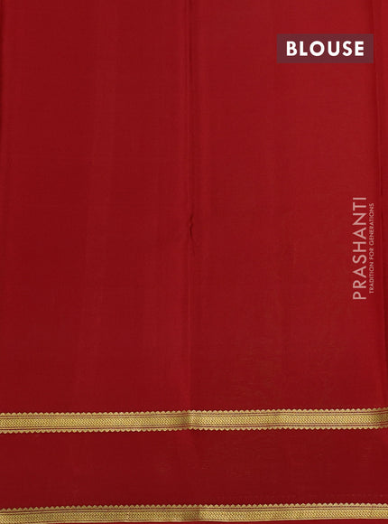 Pure mysore silk saree light green and maroon with allover zari woven checked pattern and rettapet zari woven border