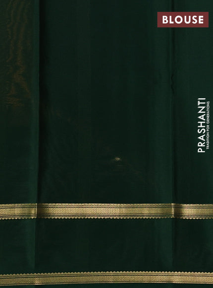 Pure mysore silk saree mustard yellow and green with allover zari woven checked pattern and rettapet zari woven border