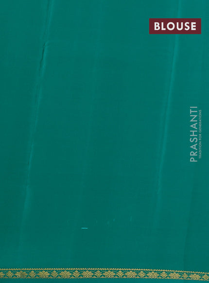 Pure mysore silk saree teal green with plain body and small zari woven border