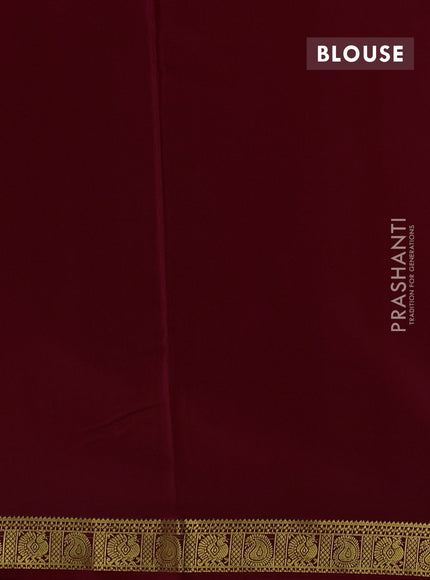 Pure mysore silk saree off white and maroon with allover zari stripes pattern & buttas and zari woven border