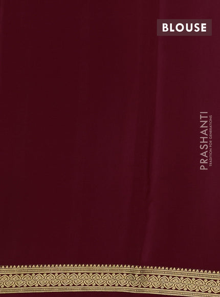Pure mysore silk saree deep maroon with allover zari small checked pattern and zari woven border