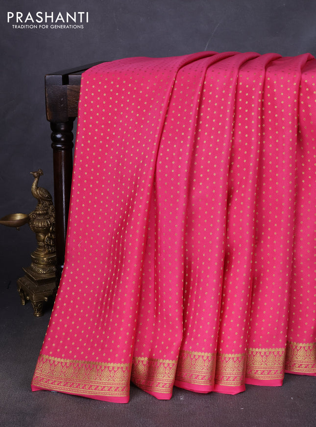 Pure mysore silk saree peach pink with allover zari woven buttas and zari woven border