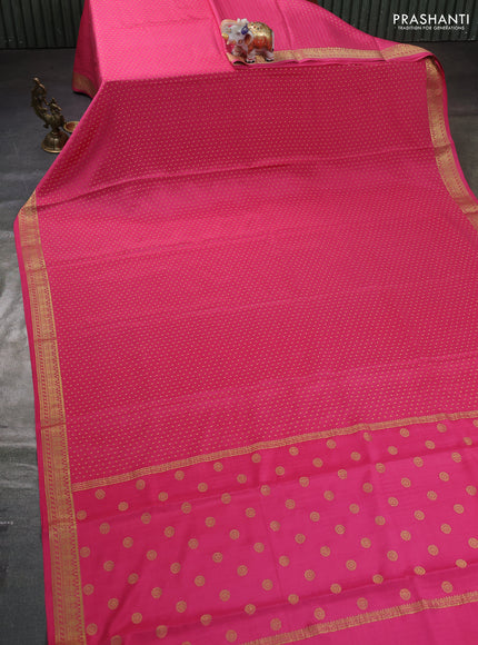 Pure mysore silk saree peach pink with allover zari woven buttas and zari woven border