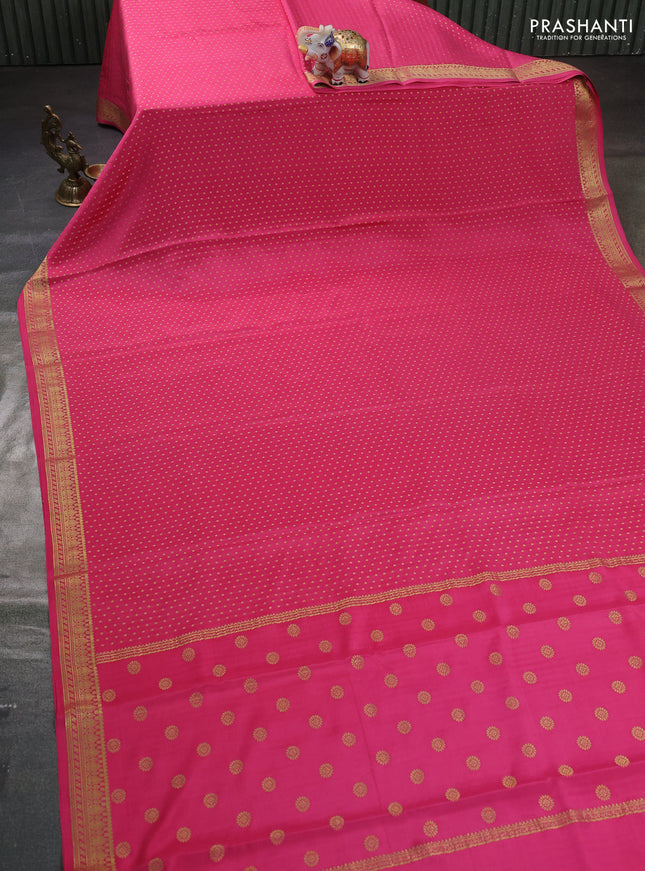 Pure mysore silk saree peach pink with allover zari woven buttas and zari woven border