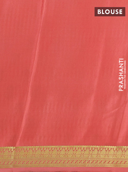 Pure mysore silk saree peach shade with allover zari woven buttas and zari woven border
