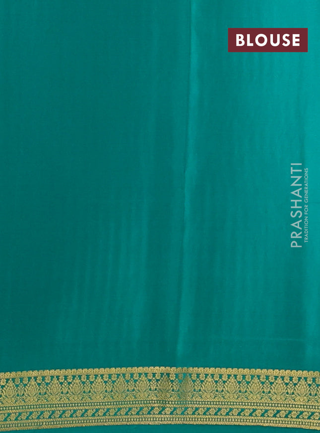 Pure mysore silk saree teal green with allover zari woven buttas and zari woven border