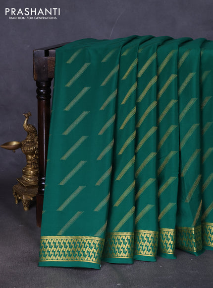 Pure mysore silk saree green with allover zari woven buttas and zari woven border